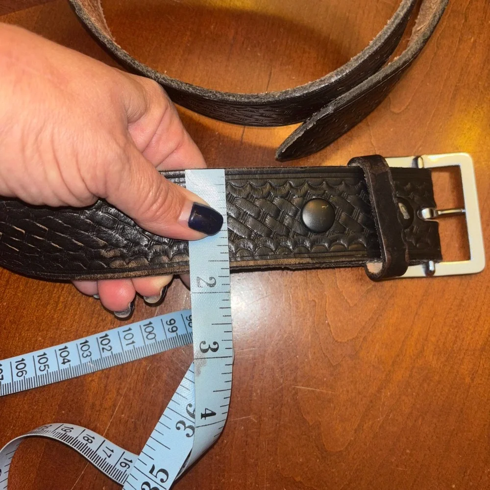 Law Pro | Men's Size 44 |‎ Black Leather | Basket Weave Belt | Crafted USA